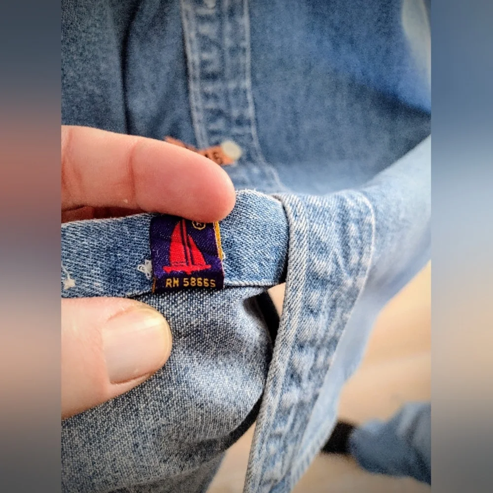 Vintage 90's Norsport Denim Shirt For Men Size Large Tall, Excellent Condition! - Picture 11 of 12